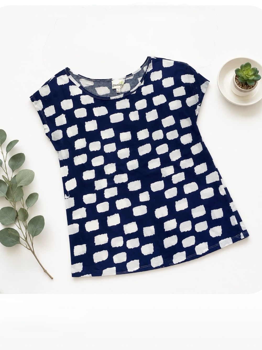 Anthropologie Porridge Shirt Top T-shirt Cotton Blue White XS